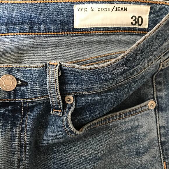 Rag & Bone Distressed Skinny Jeans Midland Raw Frayed Hem Destroyed Denim 30 - Picture 3 of 16